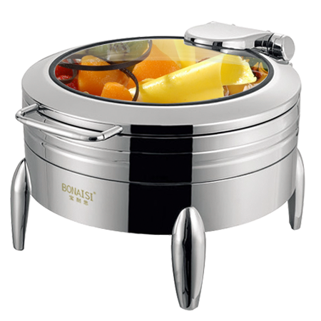 圆形豪华玻璃可视盖液压餐炉/不锈钢布菲炉